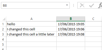 timestamp in Excel