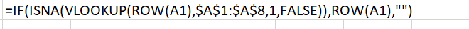 Excel missing value fill