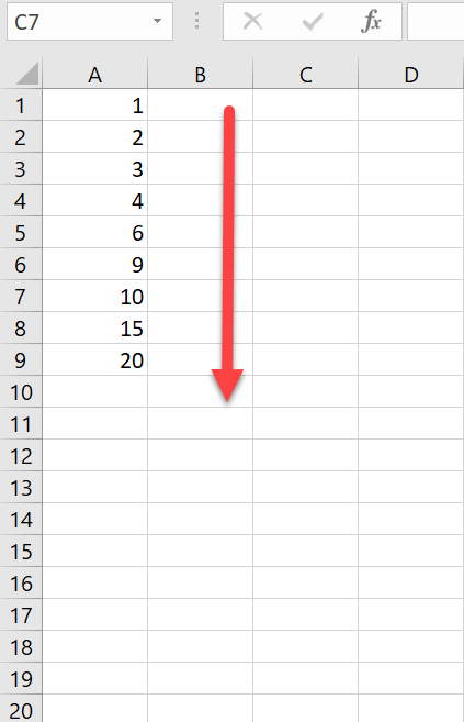 fill missing values IN Excel