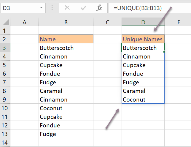 Excel Unique Function