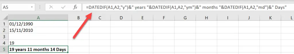 Find The Difference Between Two Dates Datedif How To Excel At Excel 