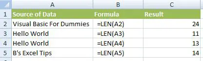 formula LEN Excel