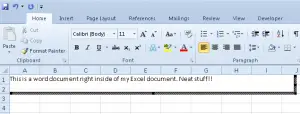 how to add word document in excel