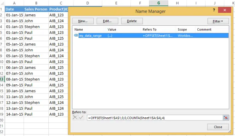 Offset Formula For Dynamic Pivot Table