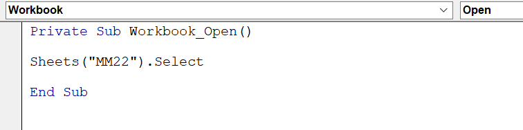 open workbook to specific tab