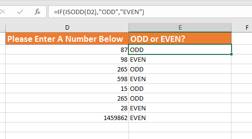 ISODD FUNCTION odd excel