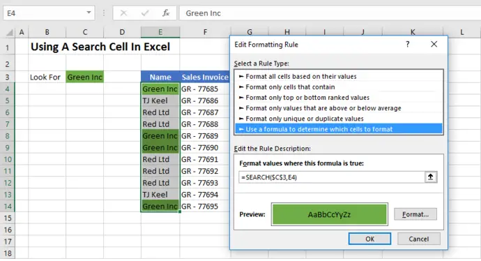 excel find text within cell