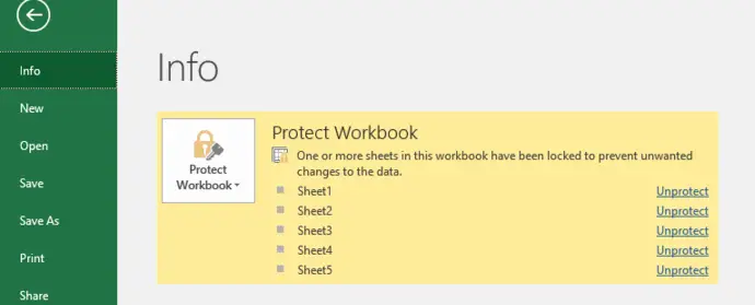 unprotect excel worksheet