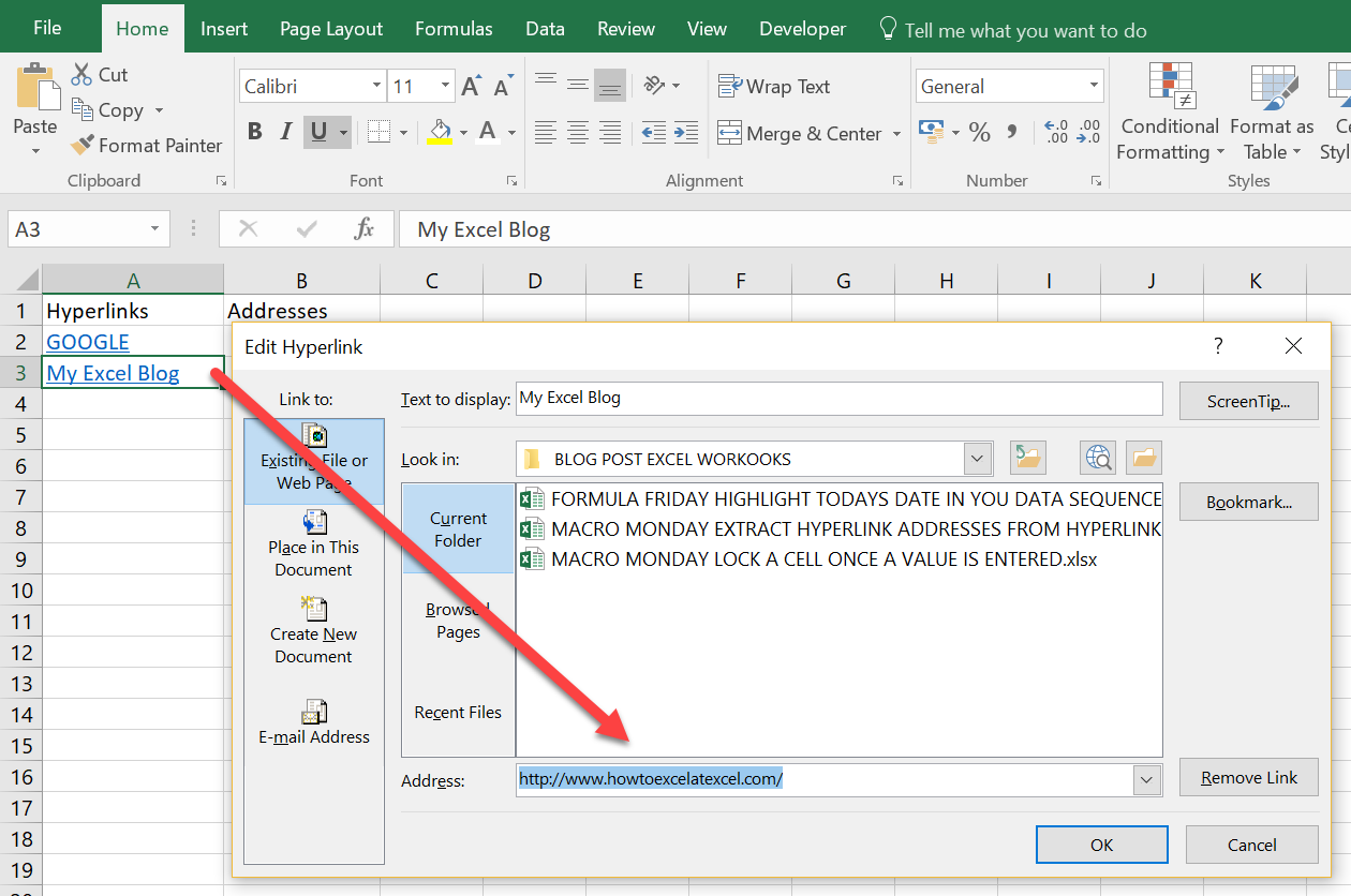 Macro Monday Create An Excel Function To Extract Hyperlink Addresses How To Excel At Excel 1467