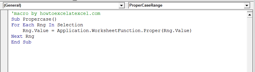 Excel vba proper excel function