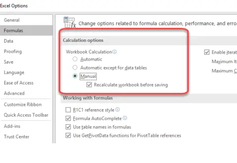 calculate only some of your excel formulas on worksheet