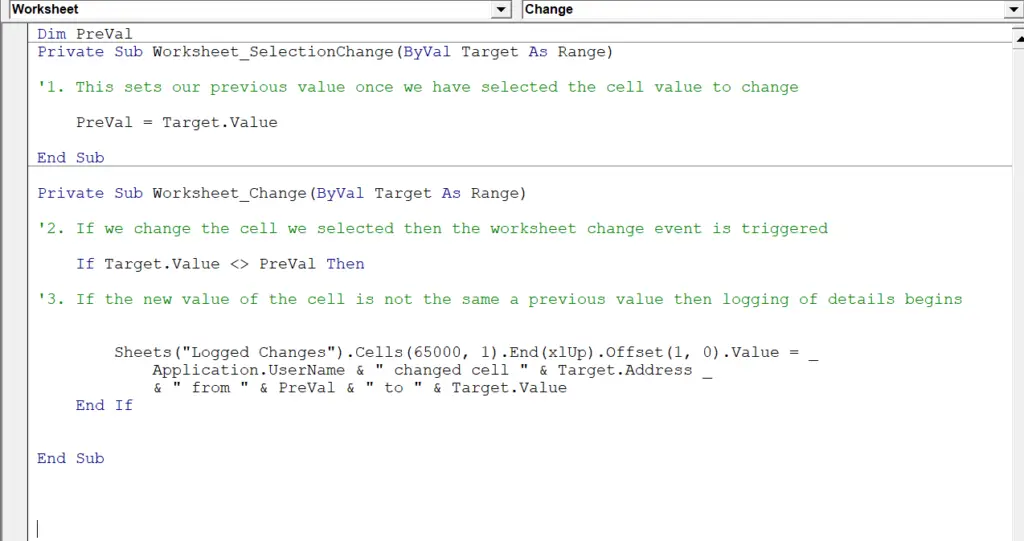 How To Write An Excel Macro To Log Changes To An Excel Workbook - Macro ...