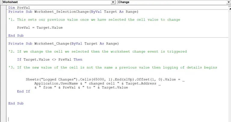How To Write An Excel Macro To Log Changes To An Excel Workbook - Macro ...