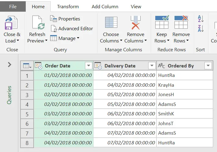 Date query. Add the column “subject”..