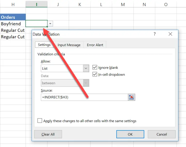 drop down list in excel