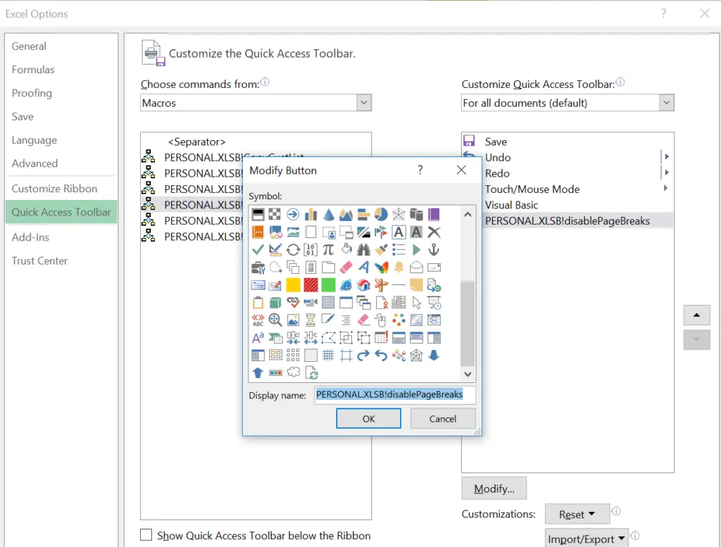 macro to remove page breaks in excel