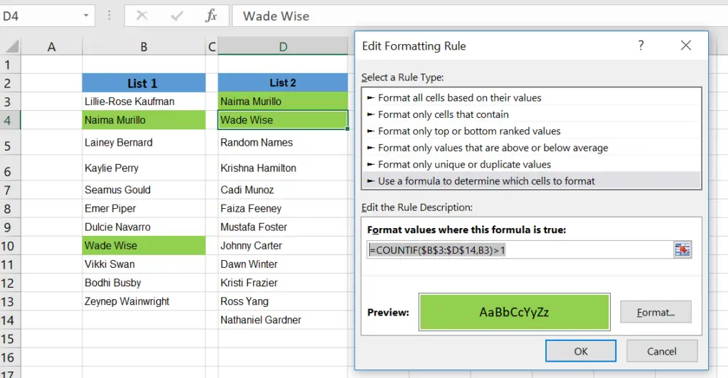 Identify Duplicate Values With Conditional Formatting