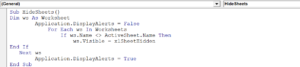 Hiding All Worksheets Except The Active One - Excel Macro