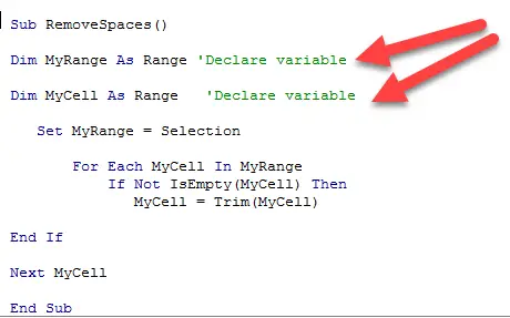 comment a block in vba in excel for mac