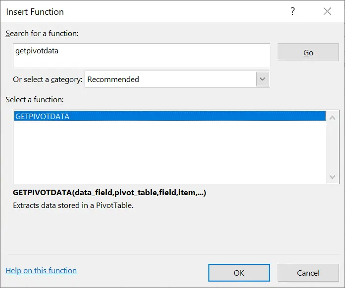 GETPIVOTDATA Function in Excel