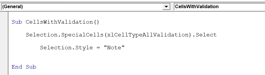 Highlight Cells In Excel with Validation with a vba macro