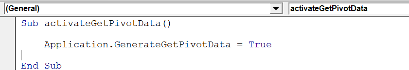 getpivotdata excel vba macro enable or activate