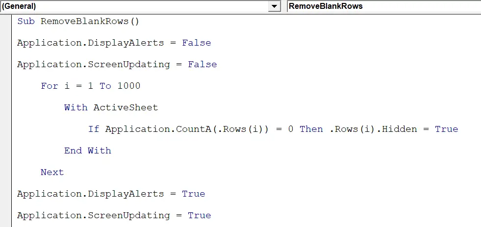 Excel VBA Macro To Hide Empty Rows