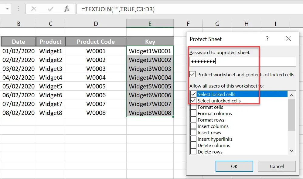 Lock and hide Excel formulas with password
