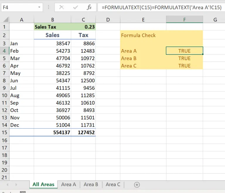 How To Check Cells Have The Same Excel Formula.