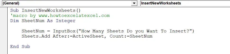 vba Excel macro insert multiple worksheets