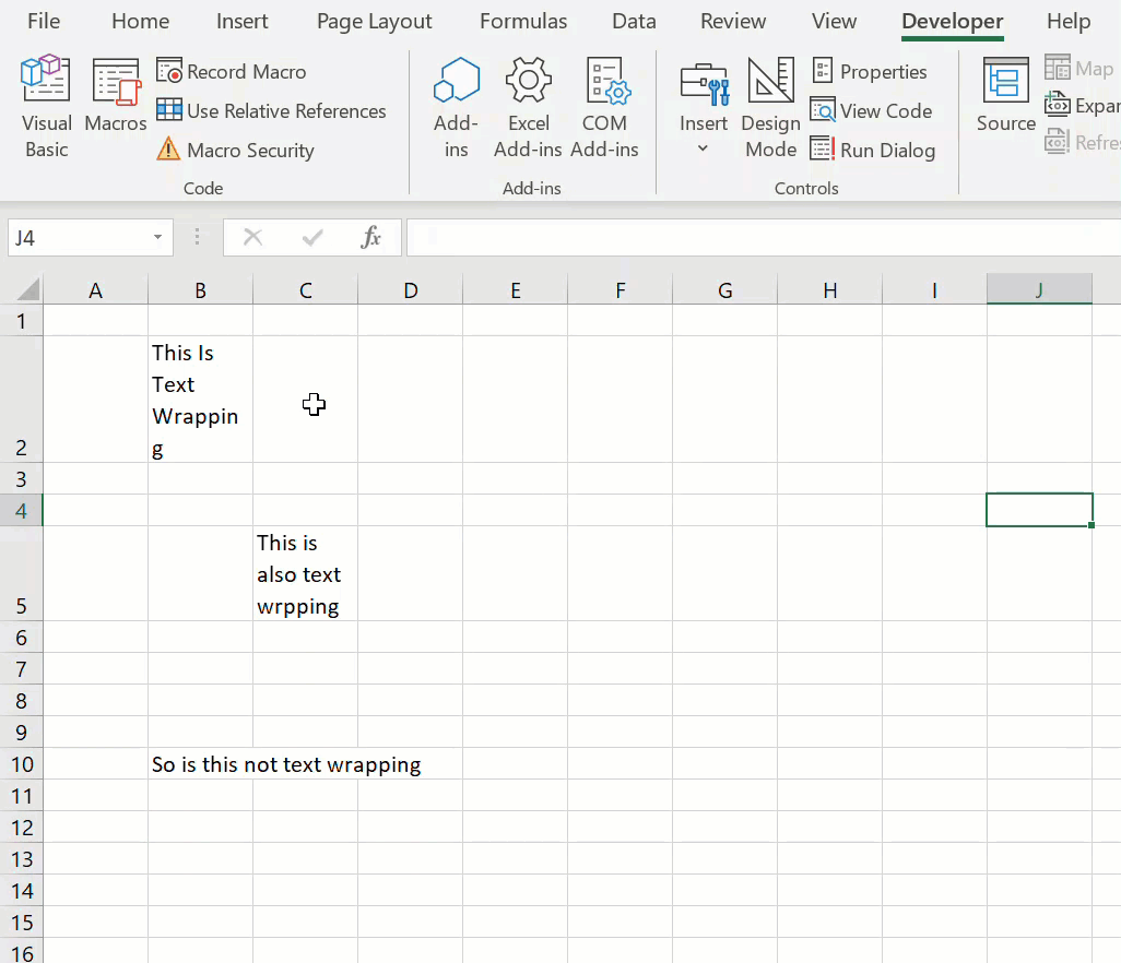 Wraptext excel что это