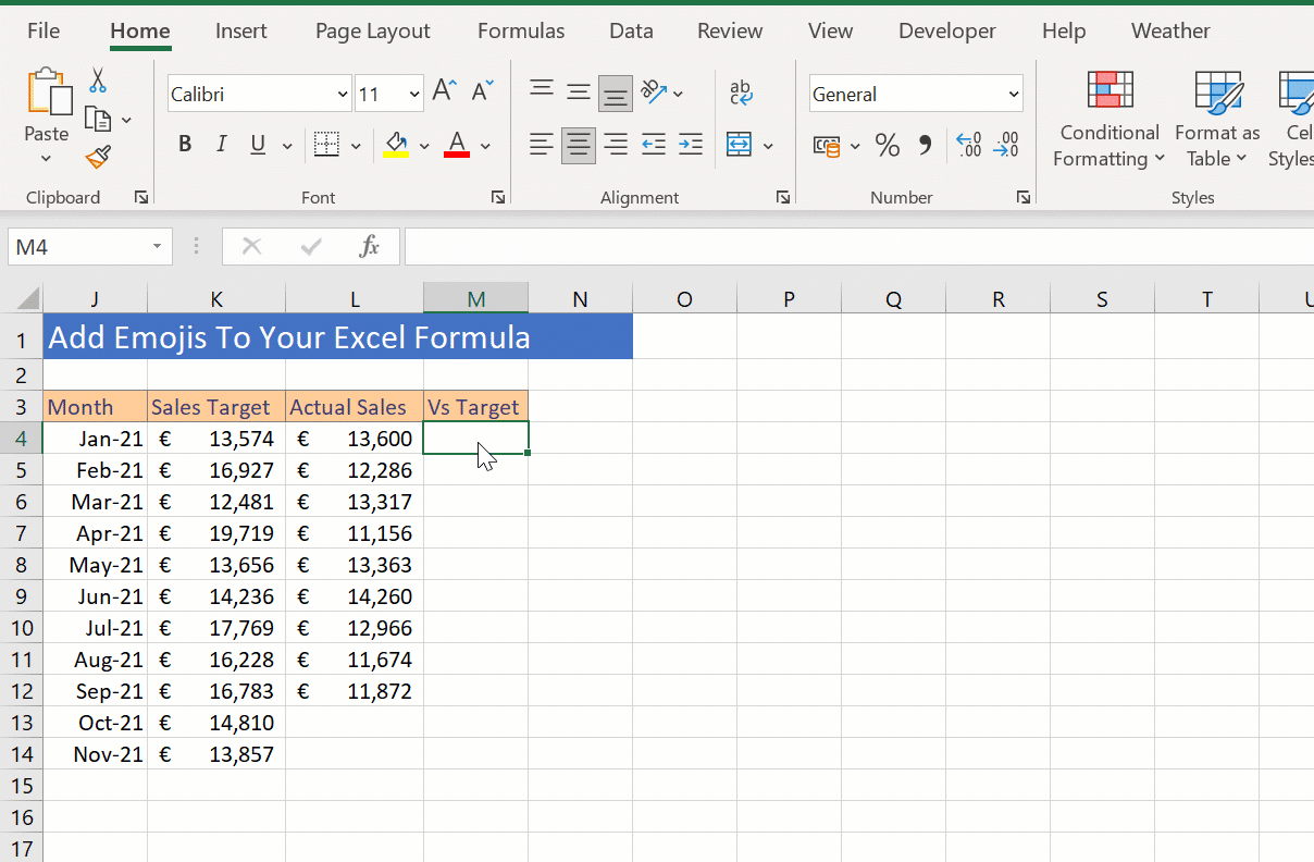 use emojis in Excel