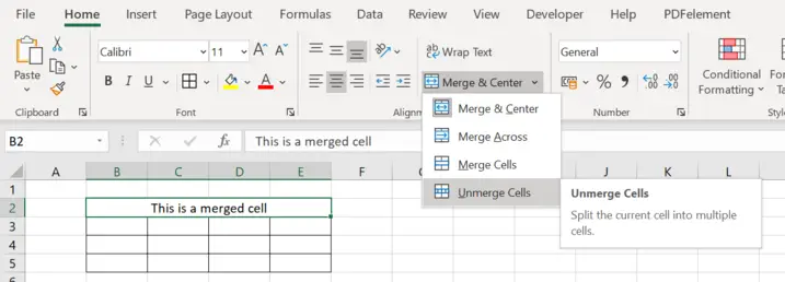 merge cells in Excel