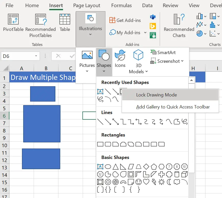 13 add shapes in excel