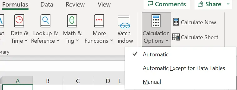 manual calculation in excel